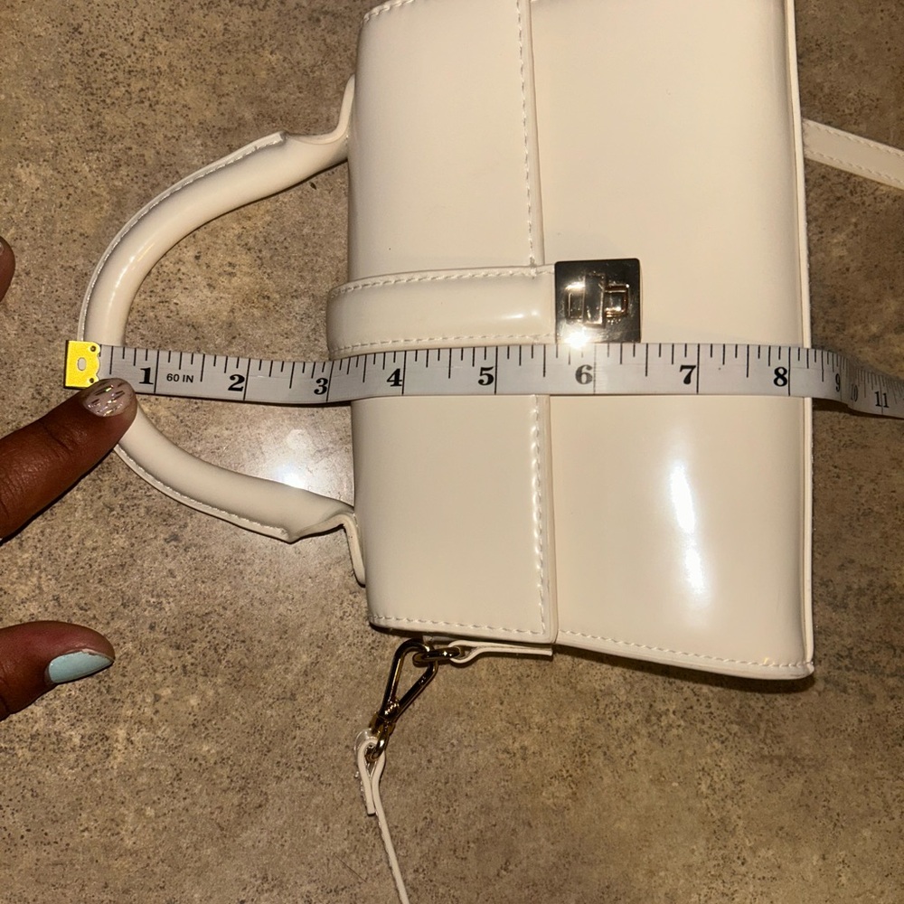 H&M purse - Glossy Cream Mini Bag - Goldtone Hardware Convertible Strap - Picture 9 of 10